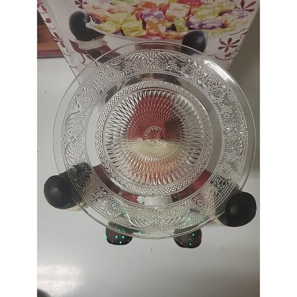Colorful Christmas Light Sitting Santa Claus Candy Dish with A Glass Tray Tested - Picture 7 of 16